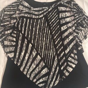 Zac & Rachel Black and White Striped Lace Top